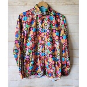 Claudio Lugli Medium 39-40 Colorful Circles Cotton Button Up Long Sleeve Shirt